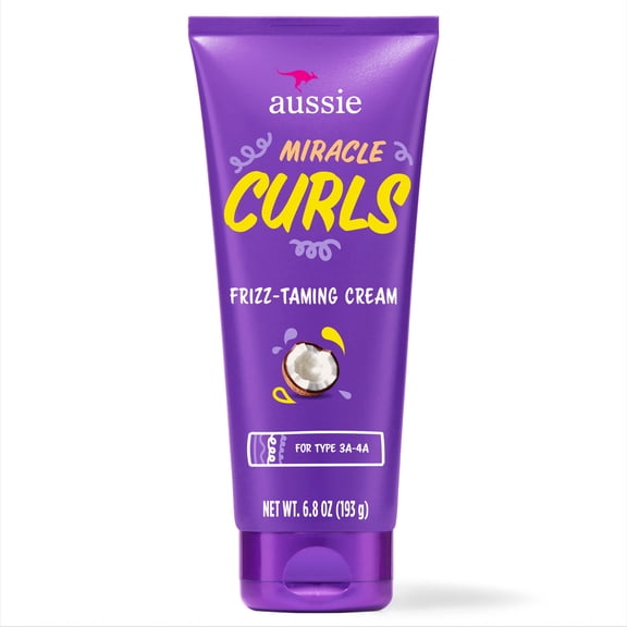 Aussie Miracle Curls Frizz Taming Curl Cream, for Curly Hair 6.8 fl oz