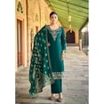 thumbnail image 2 of Stitched Indian Pakistani Designer Embroidery Work Shalwar Kameez Palazzo Pant Suits for Women ( Teal Blue, XL - 44 ), 2 of 5