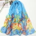 thumbnail image 1 of Nvzi Elegante bufanda cuadrada, nueva bufanda de gasa, moda de primavera, bufanda fina estampada, decoración, chal protector solar, 1 pieza (azul), 1 of 1
