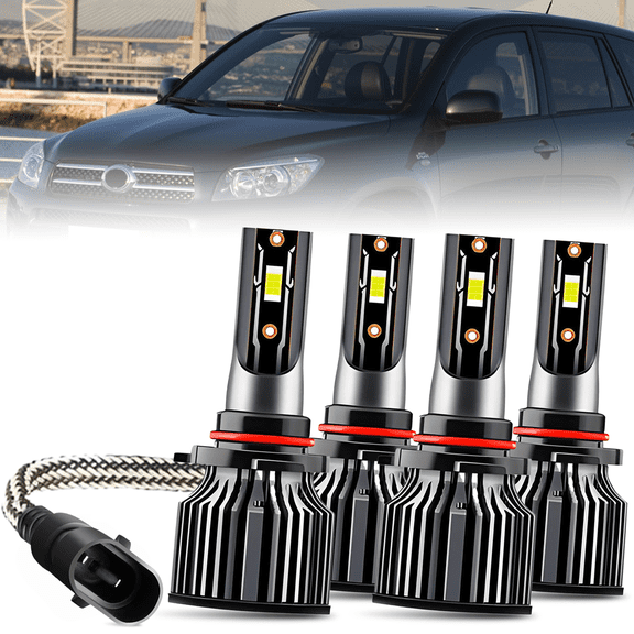 9005 9006 LED Headlight Bulbs for Toyota RAV4 2006-2011 2012 High/Low Beam 6500K White
