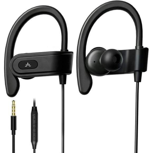 Avantree E171 Sports Earbuds Wired with Microphone, Sweatproof Wrap Around Earphones with Over Ear Hook, in Ear Running Headphones for Workout Exercise Gym Compatible with iPhone, Cell Phones