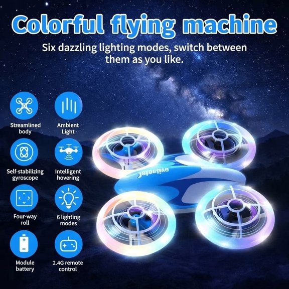Mini RC Drone with LED Lights, Intelligent Control Quad Copter, 360° Flip Stunt Flying Toy with Altitude Hold, Remote Control Aircraft for Teens & Adults