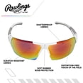 thumbnail image 2 of Rawlings 26 Men's Wrap Adult Sport Sunglasses Baseball (White/Red), 2 of 5