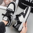 thumbnail image 3 of Men Women Burgundy White Leather Skate Shoes Non Slip Thick Platform Lace Up Fashion Casual Walking Sneakers, 3 of 5