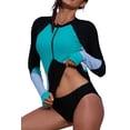 thumbnail image 1 of ABPHQTO Top verde de mujer con cremallera y escote color block Rashguard, 1 of 5