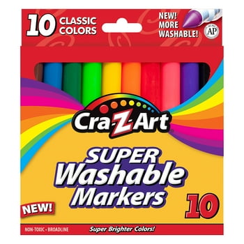Cra-Z-Art Classic Multicolor Broad Line Washable Markers, 10 Count