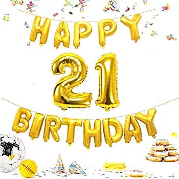 40 In Big 21 Number Balloons With Happy Birthday Letter Balloons