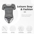 thumbnail image 4 of Fotbe Black And White Stripes Body de Mujer con Cuello Redondo y Mangas Cortas, Sin Mangas Ajustado, Suave, Cómodo y Básico-X-Large, 4 of 7