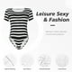 thumbnail image 4 of Fotbe Black And White Stripes Body de Mujer con Cuello Redondo y Mangas Cortas, Sin Mangas Ajustado, Suave, Cómodo y Básico-Medium, 4 of 7