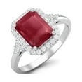 thumbnail image 2 of Mooneye 7X5MM Octagon Shape Ruby 925 Sterling Silver Solitaire Trio Accents Women Wedding Rings, 2 of 3