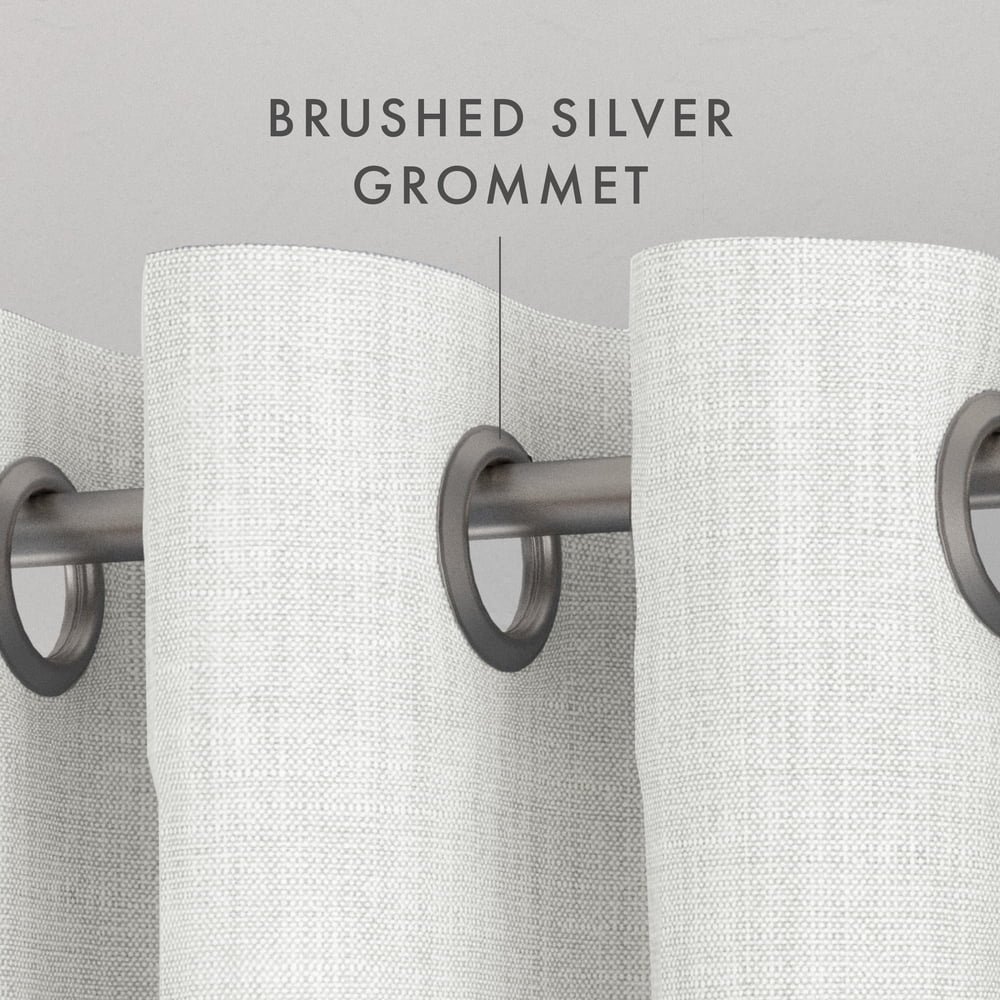 Noble Linens White Linen Blend Energy Saving Grommet Curtain Panel, 50" x 84" 2 Panels