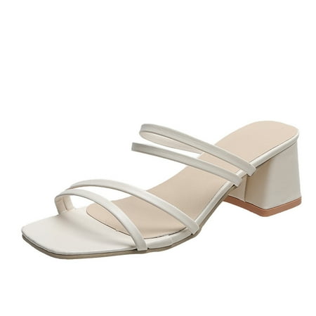 

Open Toe Slide Sandals Block Heeled Strap Sandals Fashionable & Versatile Shoes Women‘s Footwear