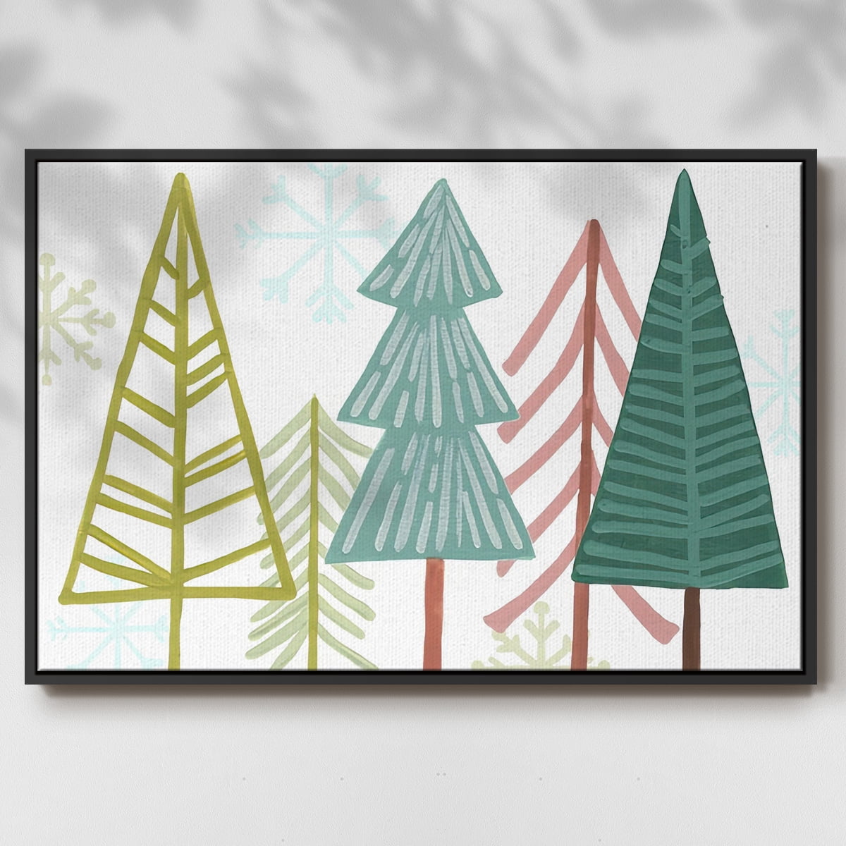 Modern Holiday Collection A - Framed Gallery Wrapped Holiday Canvas - 27 x 41 - Black Frame