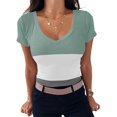 thumbnail image 1 of Hauts d'Été Grande Taille pour Femmes, Mode Décontractée pour Femmes, T-shirt à Manches Courtes Imprimé Col en V Ample, Chandail-Over, T-shirt Col en V pour Femmes en Liquidation, 1 of 5