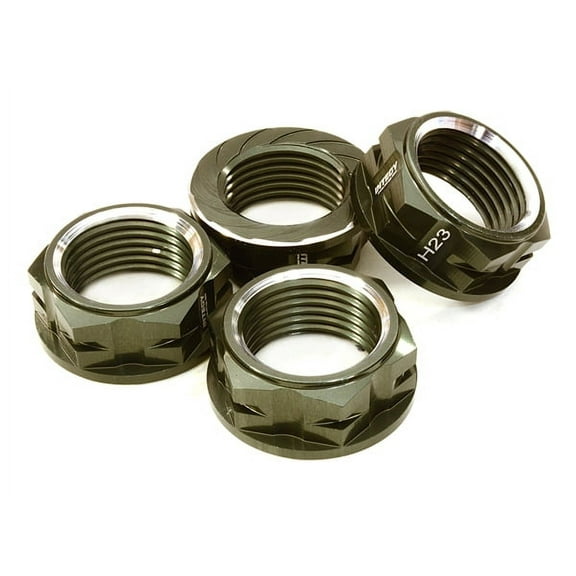 Integy RC Toy Model Hop-ups C26885GUN Billet Machined Serrated 23mm Hex Wheel Nut(4) for 1/10 & 1/8 Size Monster Truck
