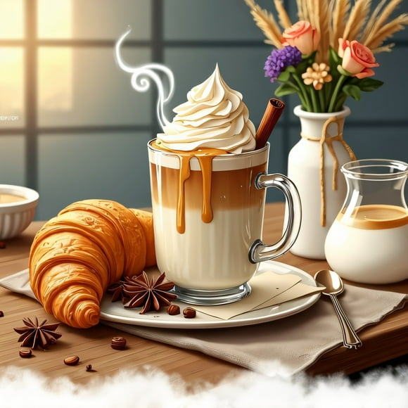 Art Floral Coffee Art Resin Symmetrical Elements Floral 5D Embroidery Kits Home Decor,30*30cm, frame not included.,6852