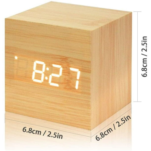 Reloj despertador de madera hotsell