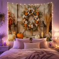 thumbnail image 2 of Autumn Wreath on Rustic Barn Door, Cozy Farmhouse for Harvest Lovers, Seasonal Wall Art, Thanksgiving Hostess Gift, Tapestry Wall Hanging for Living Room and Dining Room, 2 of 7