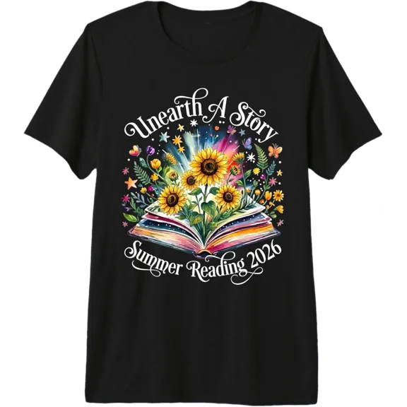 Unearth A Story Summer Reading Flower Butterfly Book Tri-Blend T-Shirt
