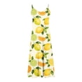thumbnail image 5 of QUNYINEY Sleeveless Womens Sundress A Line Casual Lemon Long Slip Dress Beach Loose Fit V Neck Summer Yellow Dresses, 5 of 5