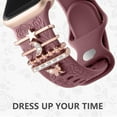 thumbnail image 6 of Comvin Flower Engraved Band Compatible with Apple Watch Bands for Women 40mm 38mm 41mm 42mm, Soft Silicone Band with Decorative Charms for iWatch Series 11 10 9 8 7 6 5 4 3 2 1 SE (With Band), 6 of 9