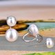 thumbnail image 4 of 1 par de pendientes de perlas de agua dulce de plata para damas, 4 of 4