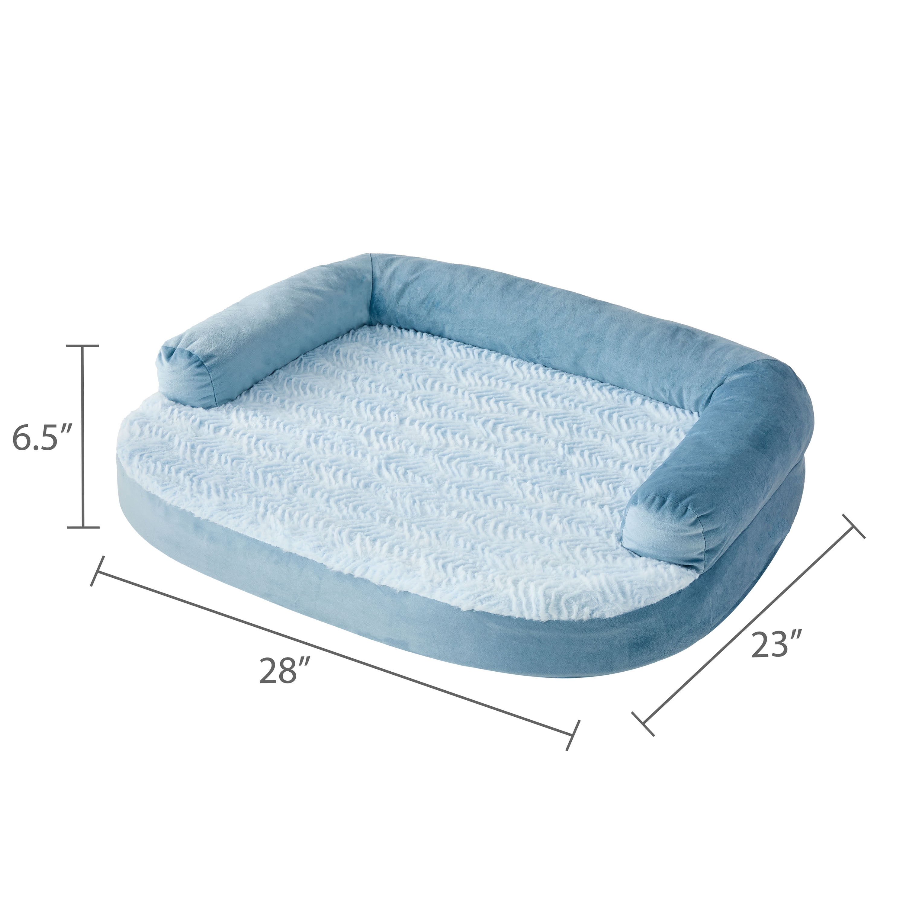 Vibrant Life Small Round Corner Sofa Style Dog Bed, Blue, 23" x 28"