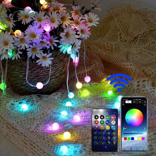 Guirnalda de luces LED de 400 pulgadas, 100 LED, alimentadas por USB, que cambian de color | Control remoto por aplicación, múltiples modos, IP65, resistente al agua, para decoración de interiores y