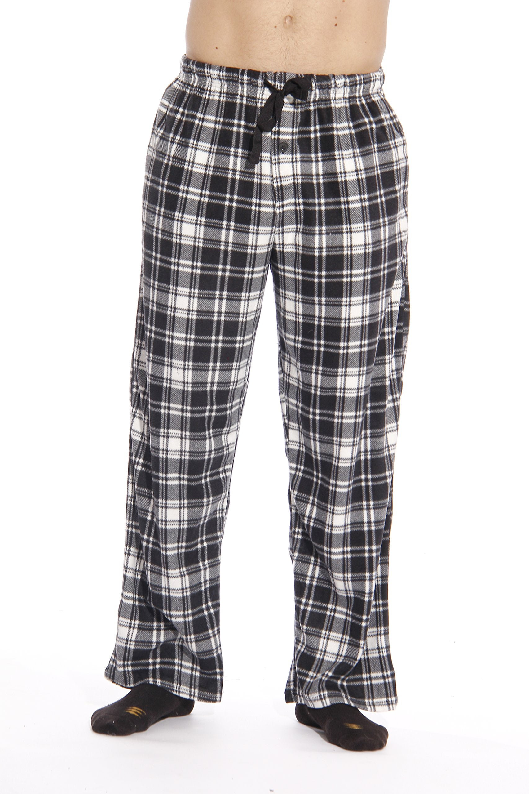 BESDEL Men’s Plaid Cotton Pajama Pants with Pockets Microfleece Lounge Sleepwear PJs Bottom with Drawstring S-XXL