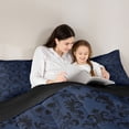thumbnail image 4 of jejeloiu Moody Skull Queen Comforter Set,Dark Damask Comforter Sets Queen For Adults,Navy Black,Black Reversible,3pcs,1 Comforter and 2 Pillowcases, 4 of 7