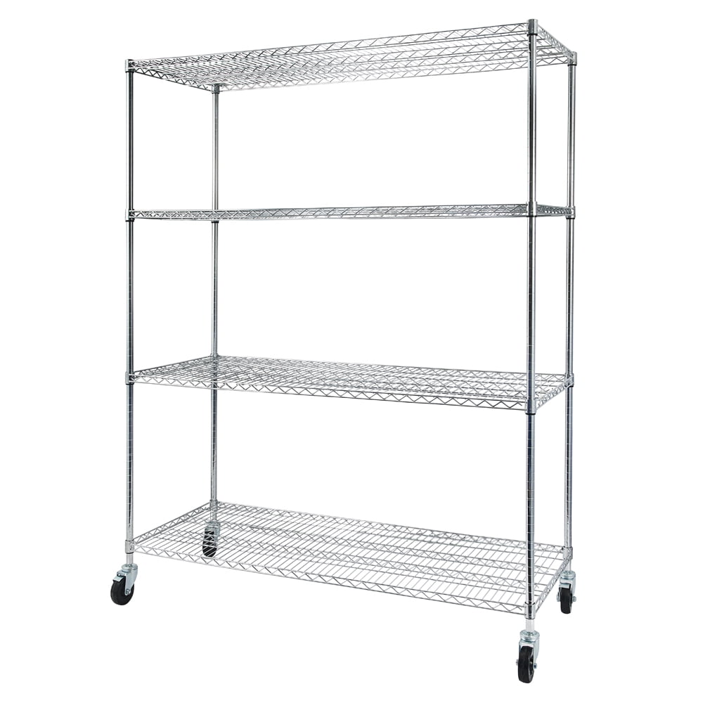 Lzndeal Adjustable 4 Tier Steel Wire, Movable Wire Shelving