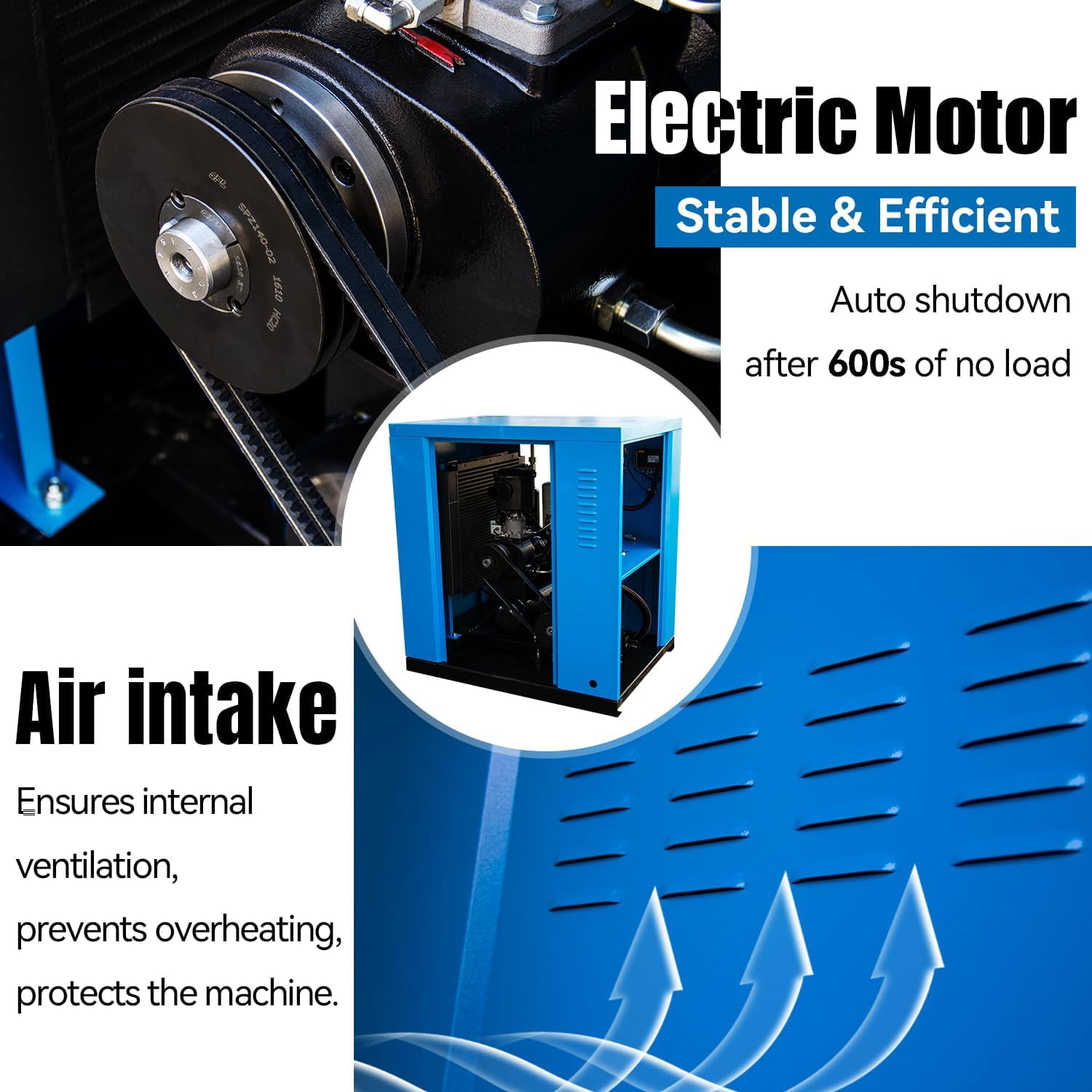 HPDMC 20HP Industrial Rotary Screw Air Compressor, 81 CFM @ 125 PSI, 460V 3-Phase Heavy Duty Compressed Air System for Manufacturing and Fabrication PACK15