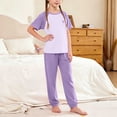 thumbnail image 7 of Amidoa Girls 2 Piece Outfits Summer Clothes Short Sleeve Cute T-Shirt and Casual Shorts Kids Clothing Sets Purple Size 3T, 7 of 7