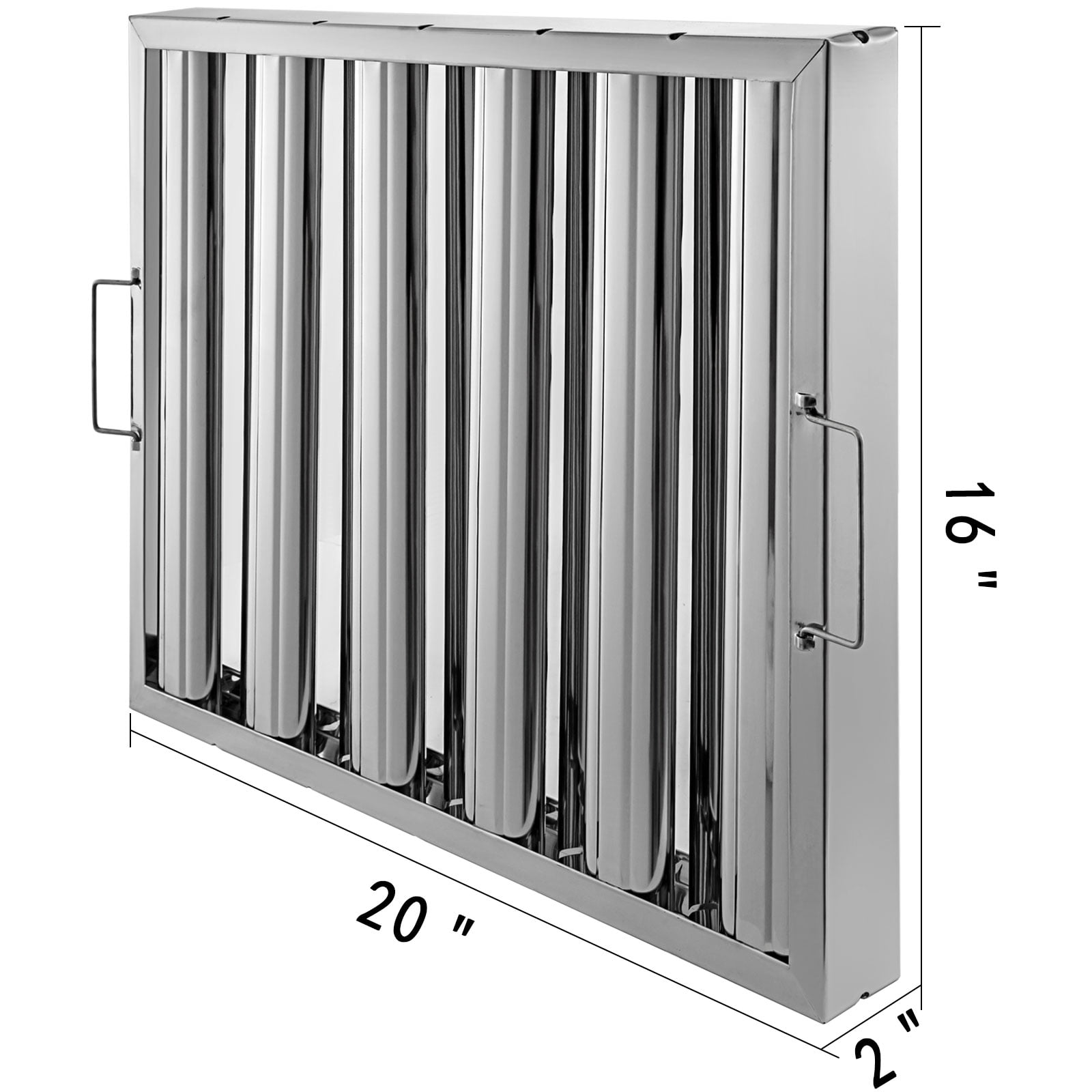 KFFKFF Hood Filters, 19.5W x 15.5H inch, Pack of 6, 430 Stainless Steel, 5 Grooves Commercial Hood Filters, Commercial Kitchen Range Hood Filter, for Grease Rated Commercial Kitchen Range Hoods