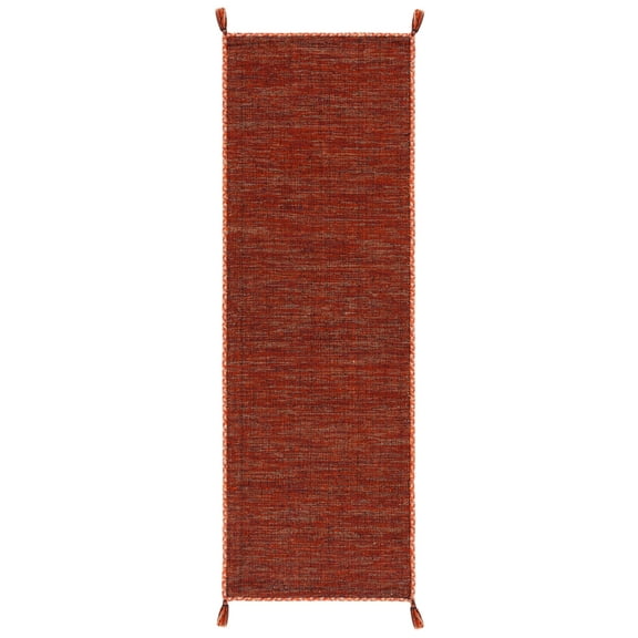 SAFAVIEH Montauk Bijar Solid Cotton Runner Rug, Orange/Black, 2'3" x 5'