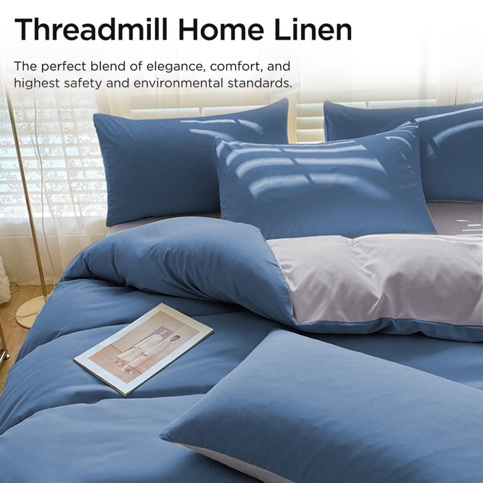 4 Piece Bed Sheets Queen/King Size Bedding Set with Duvet Cover Fitted Sheet 2 Pillowcases Soft Washed Polyester Wrinkle Free Easy Care by PALIFEUR