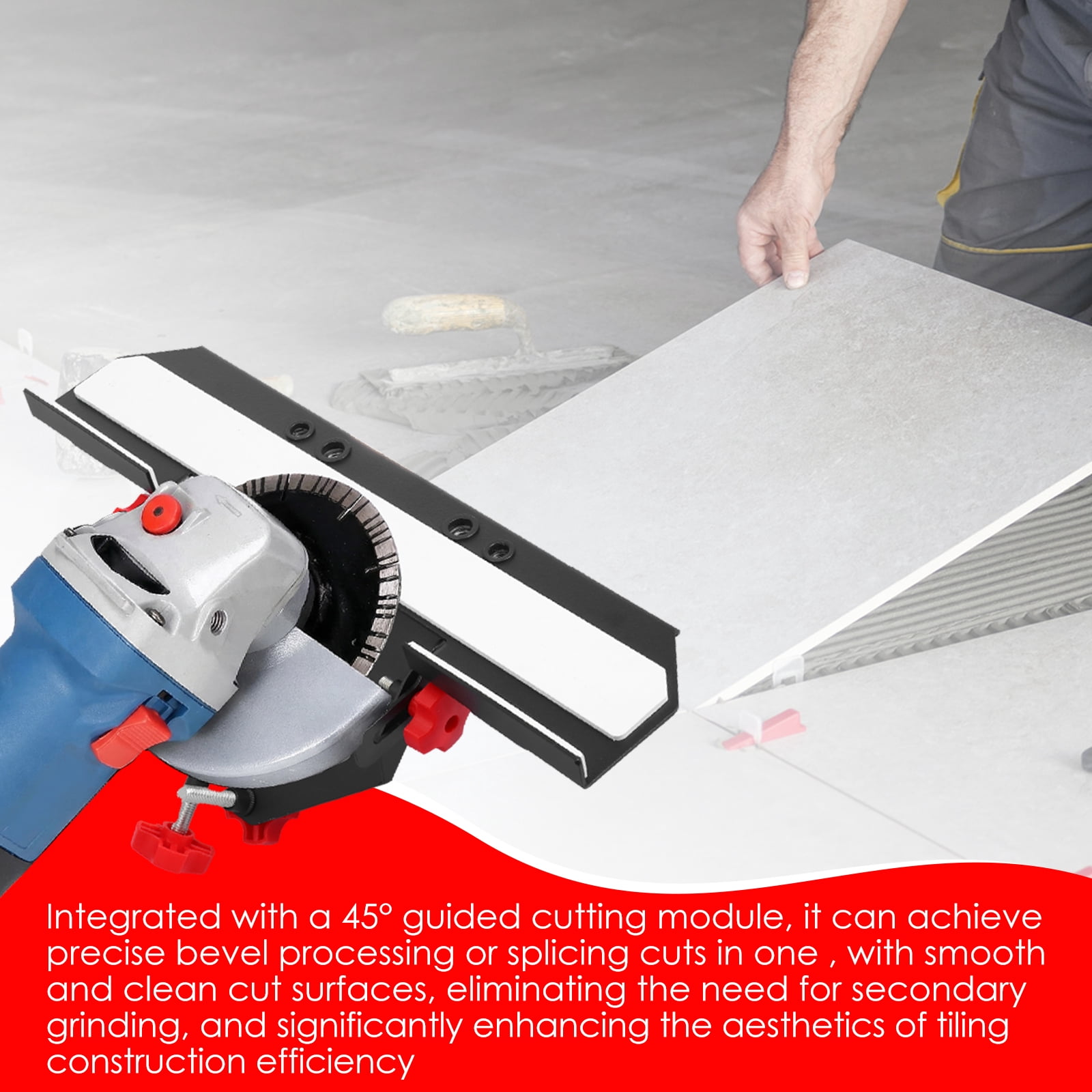 Ikoopy 45 Degree Tile Chamfering Tool Anti Slip Chamfering Cutting Cat Face Tool for 4-1/2" and 5" Angle Grinder