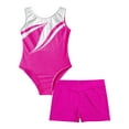 thumbnail image 3 of Miutii Kids Girls Sparkly Metallic Sleeveless Ballet Gymnastics Leotard Unitard Biketard with Shorts Swimwear Rose 12, 3 of 7