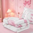 thumbnail image 5 of meiyoeat Pink Coquette Bowknot Zipper Twin Comforter Sets with Fitted Sheet and 2 Pillowcases For Girls,Kids Personalized Letter S Print Zipper Bedding Set,Pink Reversible,4 Pieces, 5 of 7