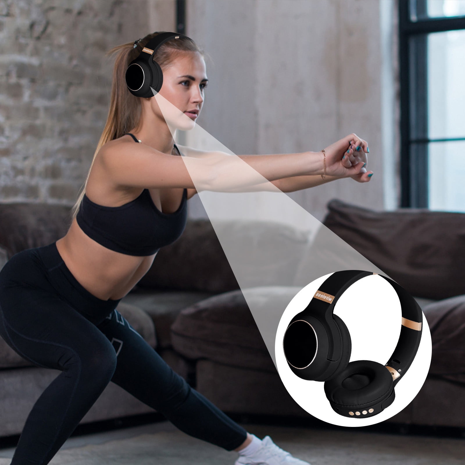 Bluetooth Headphones, 120H Playtime Headphones Wireless Bluetooth with 3 EQ Modes, Low Latency, Hands-Free Calls, Over Ear Headphones for Travel Home Office Cellphone PC - Black