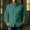thumbnail image 7 of Men's Vintage Solid Color Shirts Western Cowboy Shirts Long Sleeve Shirt Slim Fit Casual Button Down Shirts Green XXL, 7 of 7