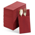 thumbnail image 2 of 100 Pcs Serviettes de Table Jetables avec Poche Intégrée pour Couverts, Serviettes en Papier Prépliées pour Mariage Rouge, 100 x Serviettes de Table Jetables, Rouge, 2 of 6