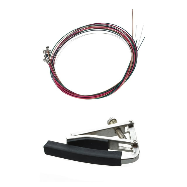 1Set Rainbow Colorful Color String for Acoustic Guitar & 1x CAPO Capo Clamp Trigger Alloy for Low Folk Acoustic Guitar