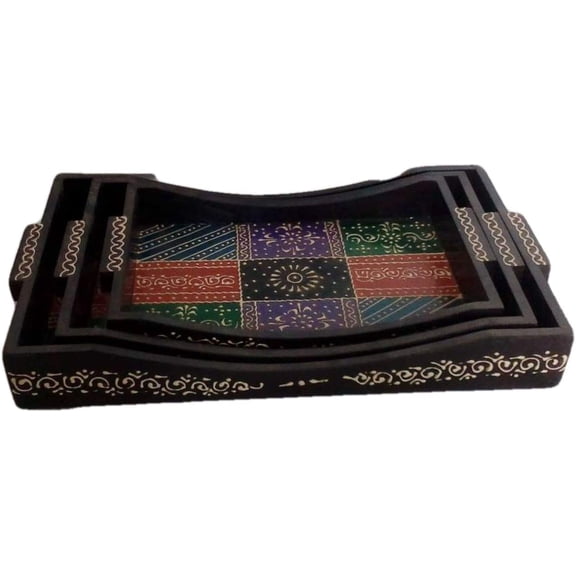 India Meets India Handicraft Wooden Serving Tray Serving Platter, Best Gifting, Made By Awarded Indian Artisan