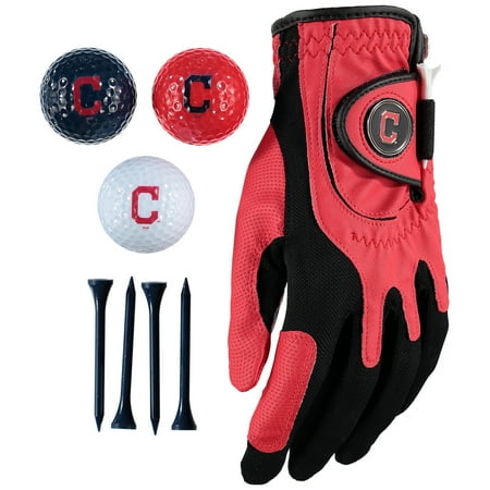 Cleveland Golf Shirts - Cleveland Indians Golf Balls, Tees & Glove Set - No Size
