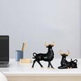thumbnail image 4 of 2x Estatua de vaca creativa, escultura de toro, figurita artesanal de resina, animal, arte moderno Negro, 4 of 9