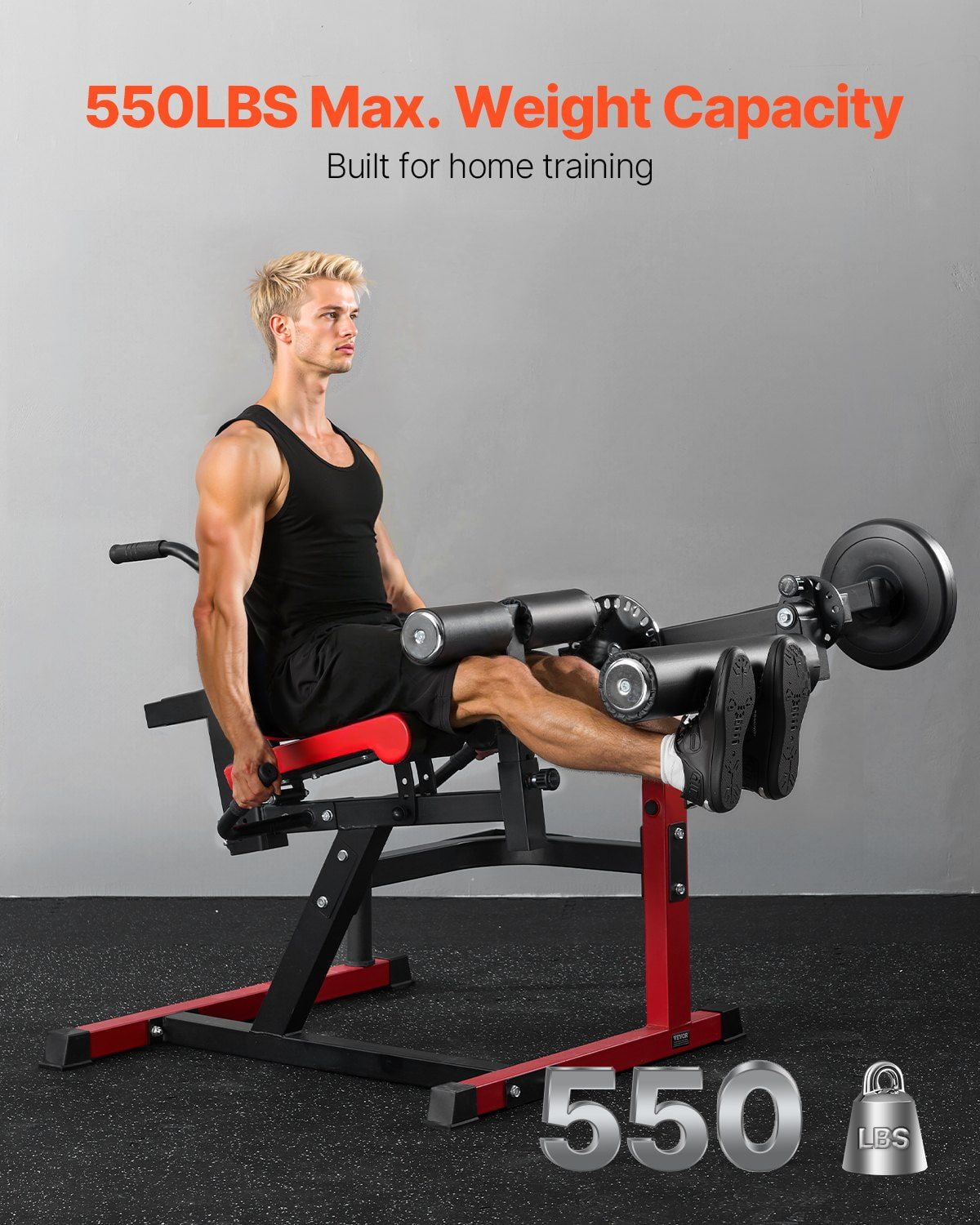 Seated Leg Extension & Curl Machine with Rotary Feature, Adjustable Heavy Duty Thigh Workout Bench for Home Gym, 550 LBS Capacity, Lower Body Trainer