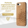 thumbnail image 2 of Case Yard Wooden Case Outside Soft TPU Silicone, Slim Fit Shockproof Wood Protective Phone Cover for Girls Boys Men and Women, Supports Wireless Charging Compass Rose Design case for iPhone-SE, 2 of 7