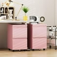 thumbnail image 2 of Aobabo 2 Drawer File Cabinet with Wheels, Lockable Metal Filing Cabinet for Home Office, Legal/Letter Size, Fully Assembled Except Wheels, Pink, 2 of 17