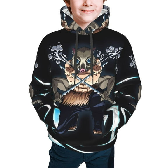Demon Slayer Inosuke Hashibira Kids' Hoodie 3d Print Sweatshirt Soft Pullover Hooded With Big Pockets For Boys Or Girls Small